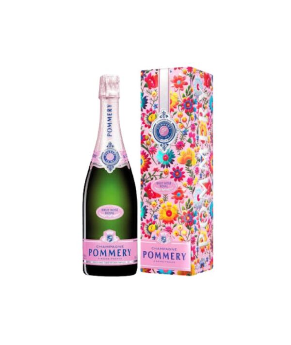 Bottiglia di Champagne Pommery Rosé Brut Royal con astuccio