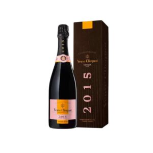 Bottiglia di Champagne Veuve Clicquot Vintage Rosé 2015 con astuccio