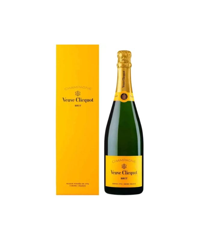 Bottiglia di Champagne Veuve Clicquot Yellow Label Brut con astuccio