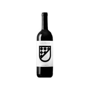 Bottiglia di vino rosso Lacrima di Morro d'Alba Fiore Lucchetti 2024 su sfondo chiaro.
