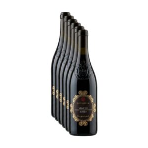 Confezione da 6 bottiglie di vino rosso veneto Veneto IGT Rosso Appassimento 2024 Callesella su sfondo bianco.