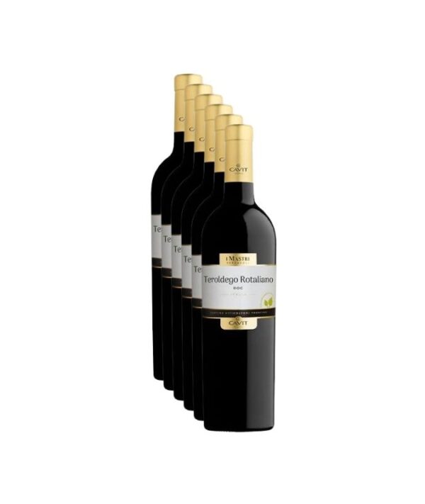 Cassa da 6 bottiglie di vino rosso trentino Teroldego Rotaliano 2024 Mastri Vernacoli Cavit.