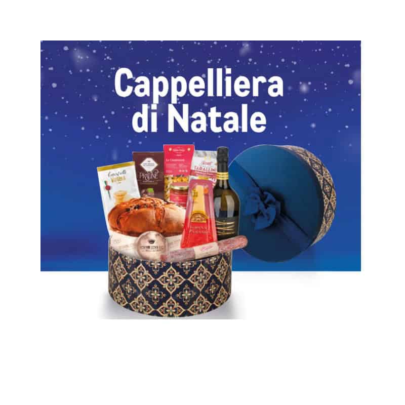 Cesti Natalizi Cappelliera di Natale con Panettone Cova, Grana Padano DOP & Glera