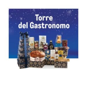 Cesti Natalizi Torre del Gastronomo con Panettone Cova, Parmigiano 22 Mesi & Tartufo