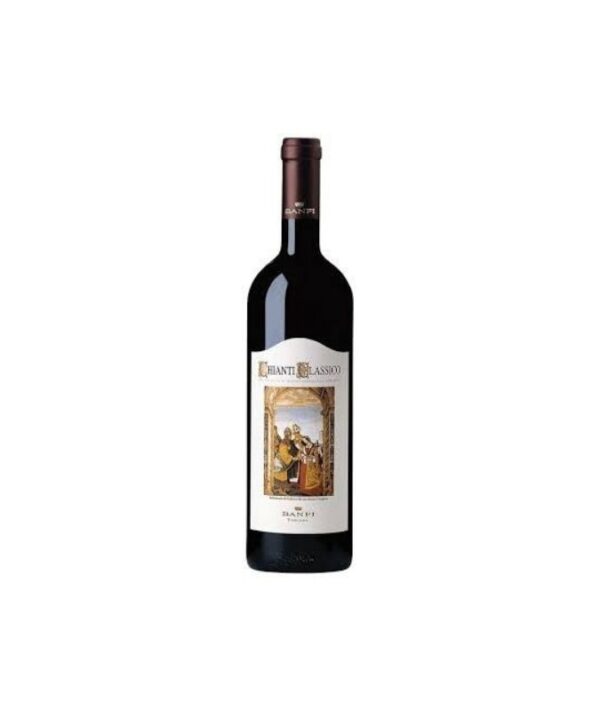 Bottiglia di Chianti Classico DOCG 2024 Banfi su sfondo neutro