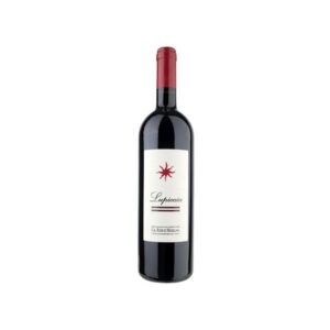 Bottiglia di vino rosso Lupicaia 2019 Toscana IGT Castello del Terriccio su sfondo chiaro.