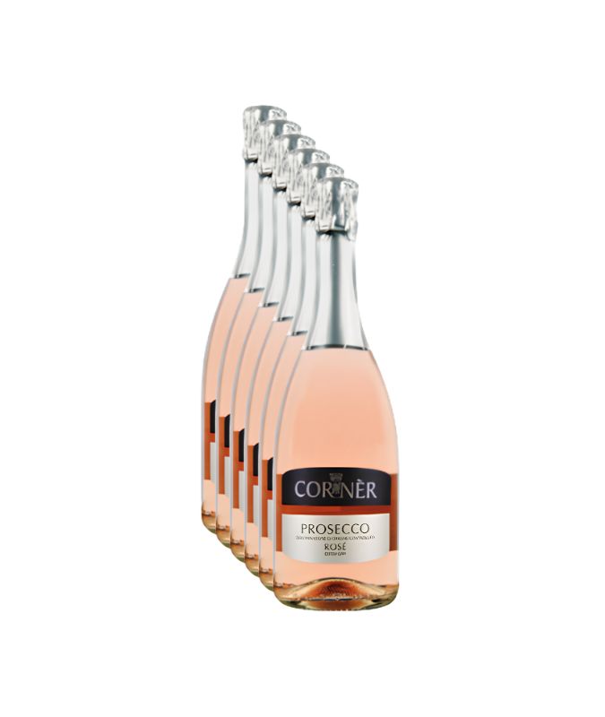 Confezione da 6 bottiglie di CORNER Prosecco DOC Rosé Extra Dry