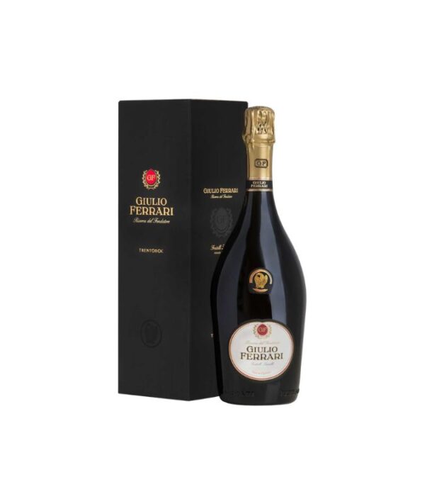 Bottiglia e astuccio di Giulio Ferrari Riserva del Fondatore 2015 TrentoDoc